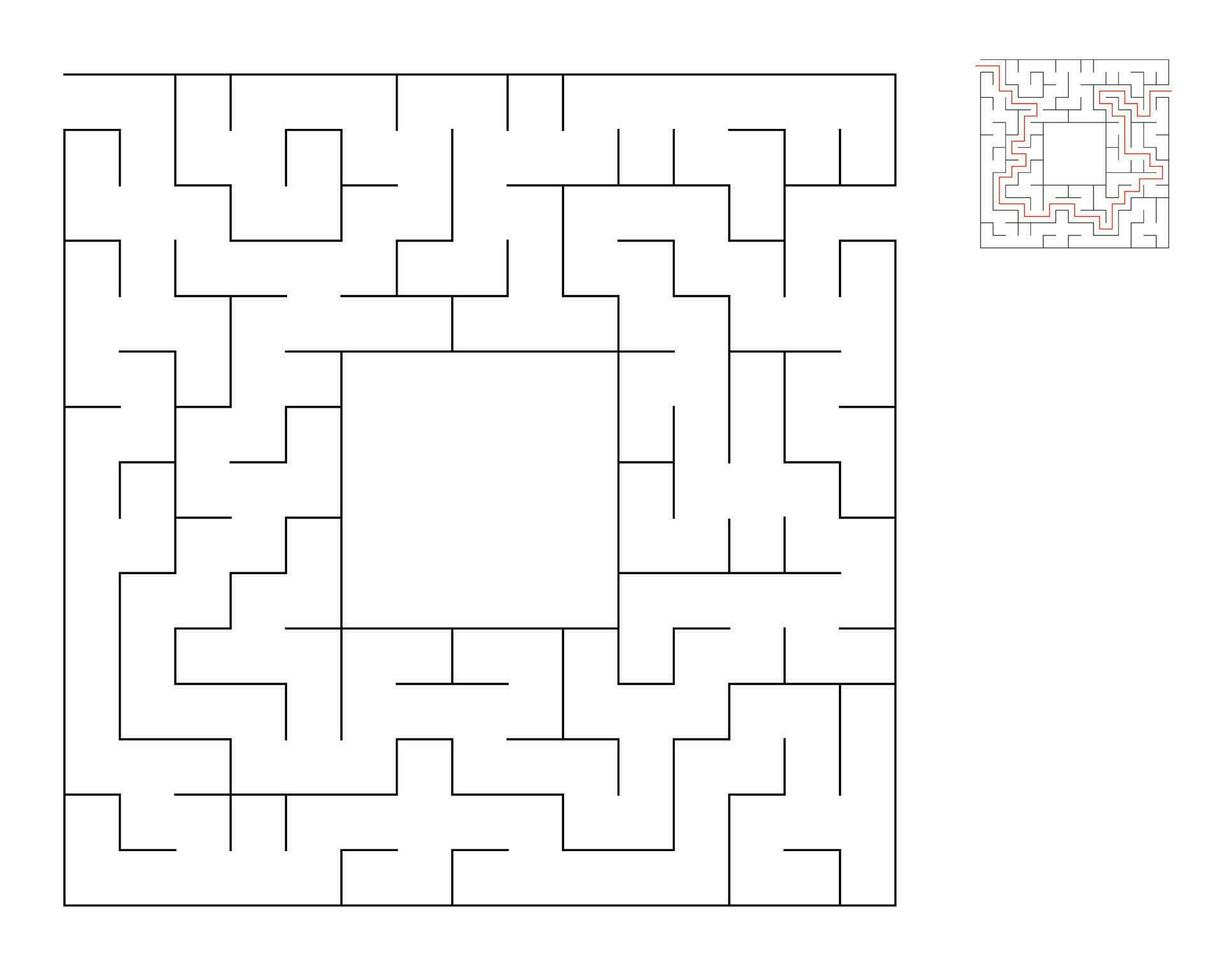 cuadrado laberinto, lógica juego con laberintos. laberinto juego. un laberinto con respuestas vector