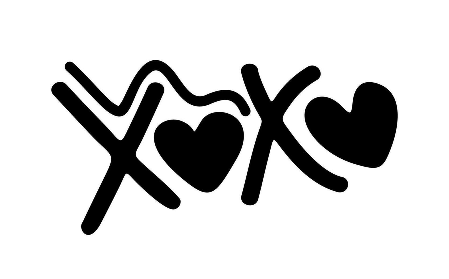 XoXo. Hand drawn black lettering. Online chat sticker. Vector isolated on white background. Exclamation. Doodle illustration.