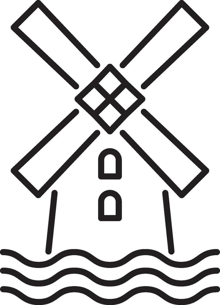 vector windmill on waves. ecologycal power station. saving energy for world vector illustration on white background.