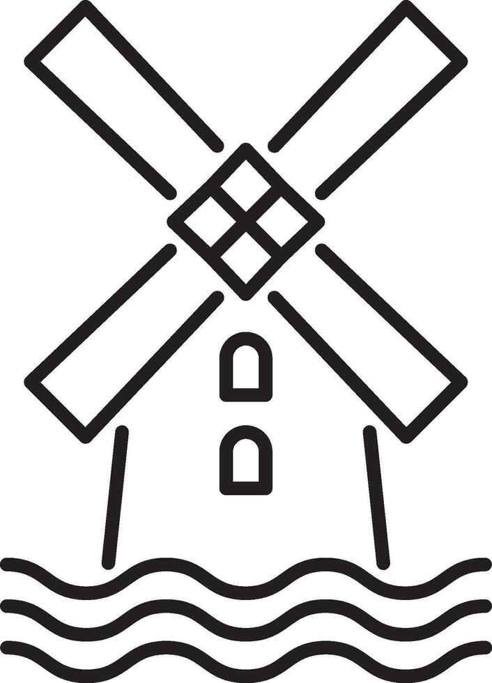 vector windmill on waves. ecologycal power station. saving energy for world vector illustration on white background.