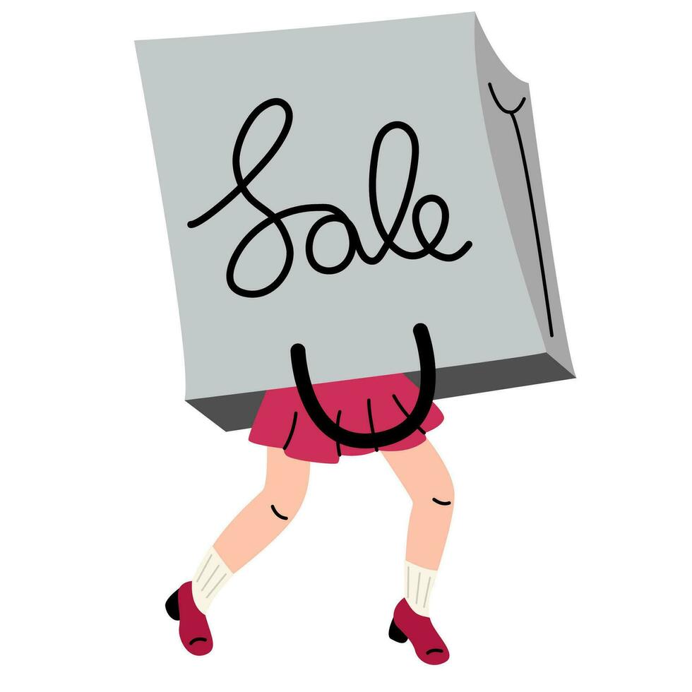 Woman in shopping bag.Black Friday sale. Cyber monday. vector