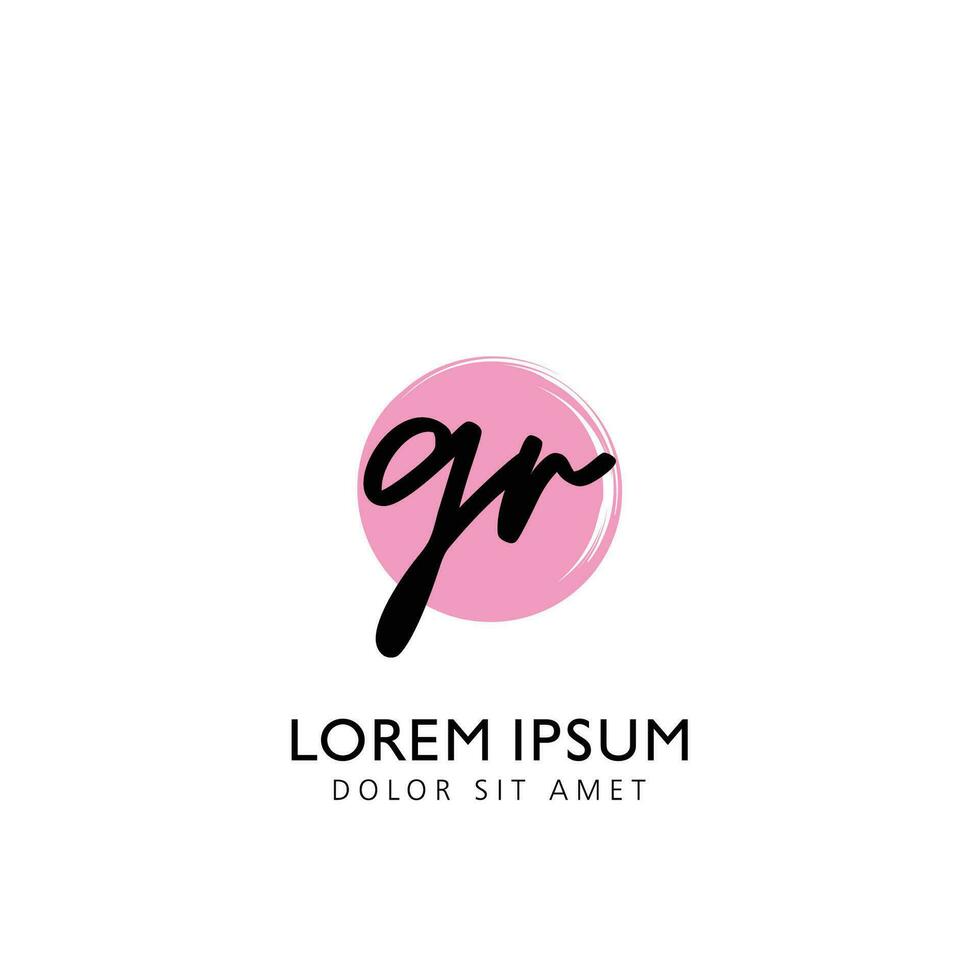 GR Initial Handwriting Circle Brush Template Design vector