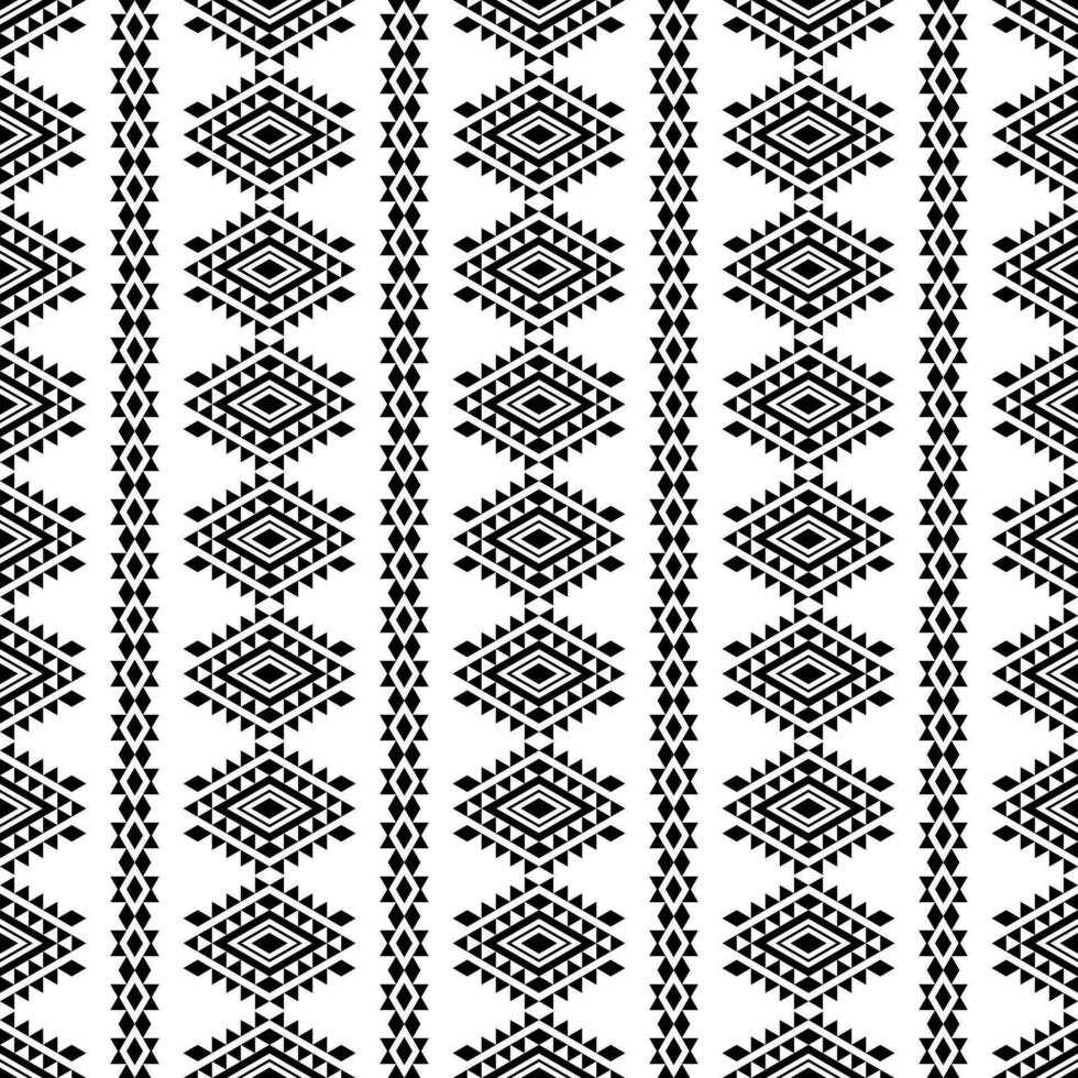 Tribal seamless geometric stripe pattern. Vector illustration native style. Ethnic unique art design for print fabric. Black and white color.