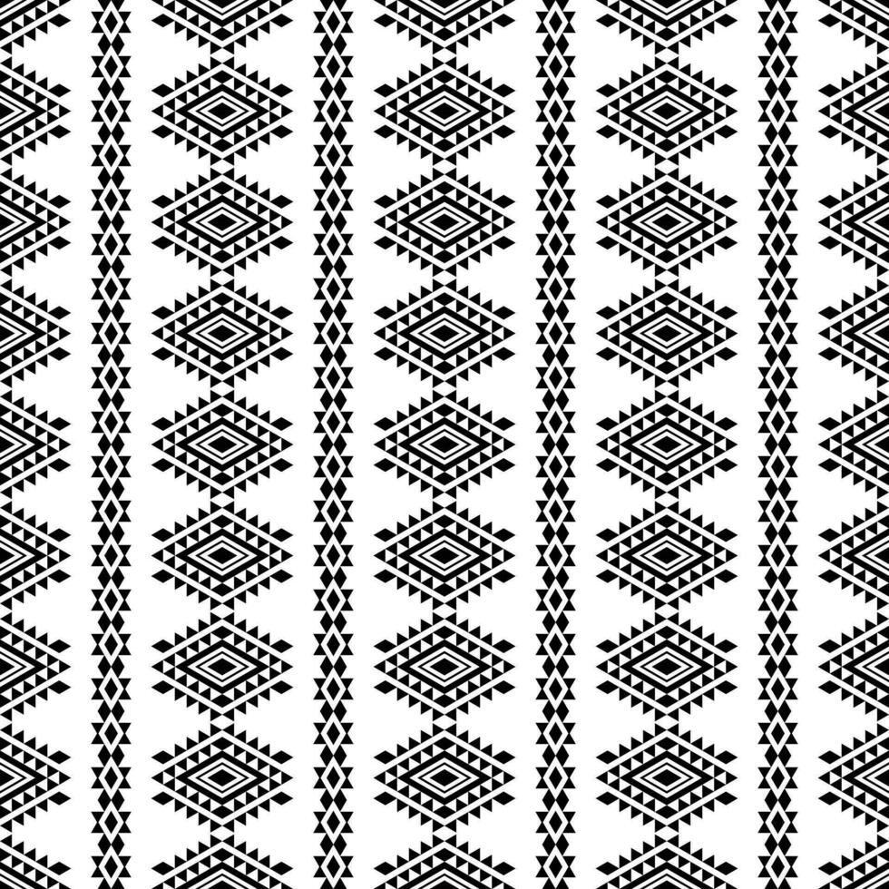 Tribal seamless geometric stripe pattern. Vector illustration native style. Ethnic unique art design for print fabric. Black and white color.