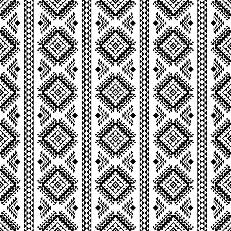 Seamless native stripe pattern with unique tribal background design. Aztec and Navajo ethnic style design for print fabric. Black and white color. vector