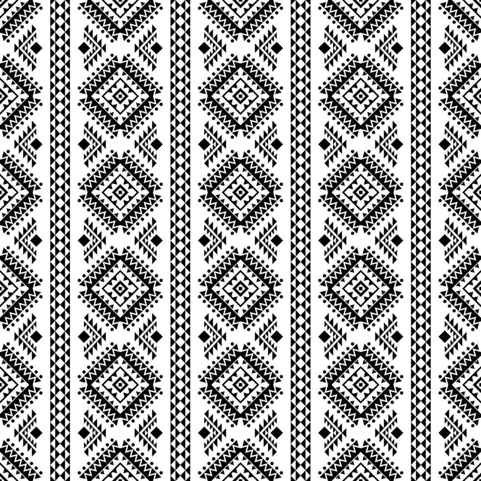 Seamless native stripe pattern with unique tribal background design. Aztec and Navajo ethnic style design for print fabric. Black and white color. vector