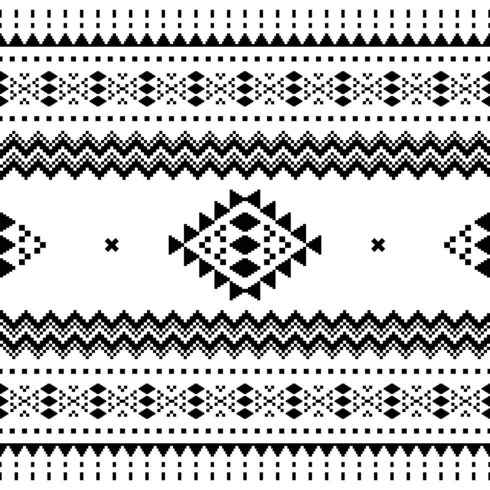 tribal decoración vector ilustración. sin costura étnico modelo con resumen geométrico. píxel estilo diseño para impresión tela y ropa. negro y blanco color.