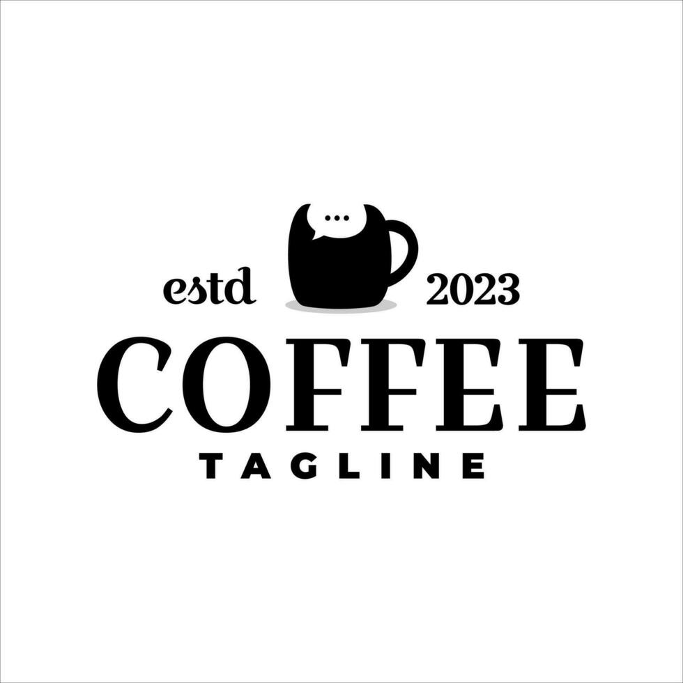illustration of a coffee cup with a bubble chat. coffee shop logo vector template. chatting logo vector.