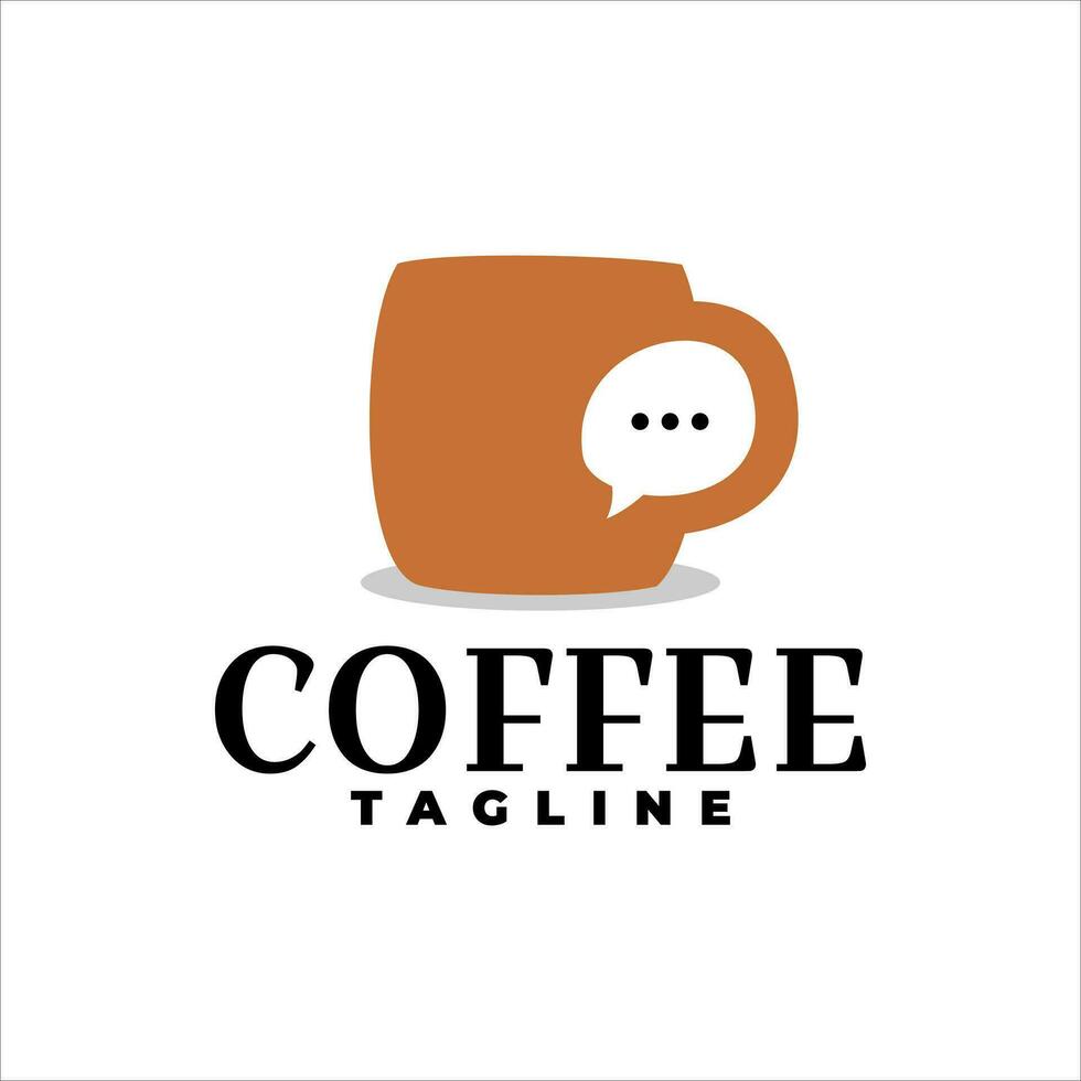 illustration of a coffee cup with a bubble chat. coffee shop logo vector template. chatting logo vector.