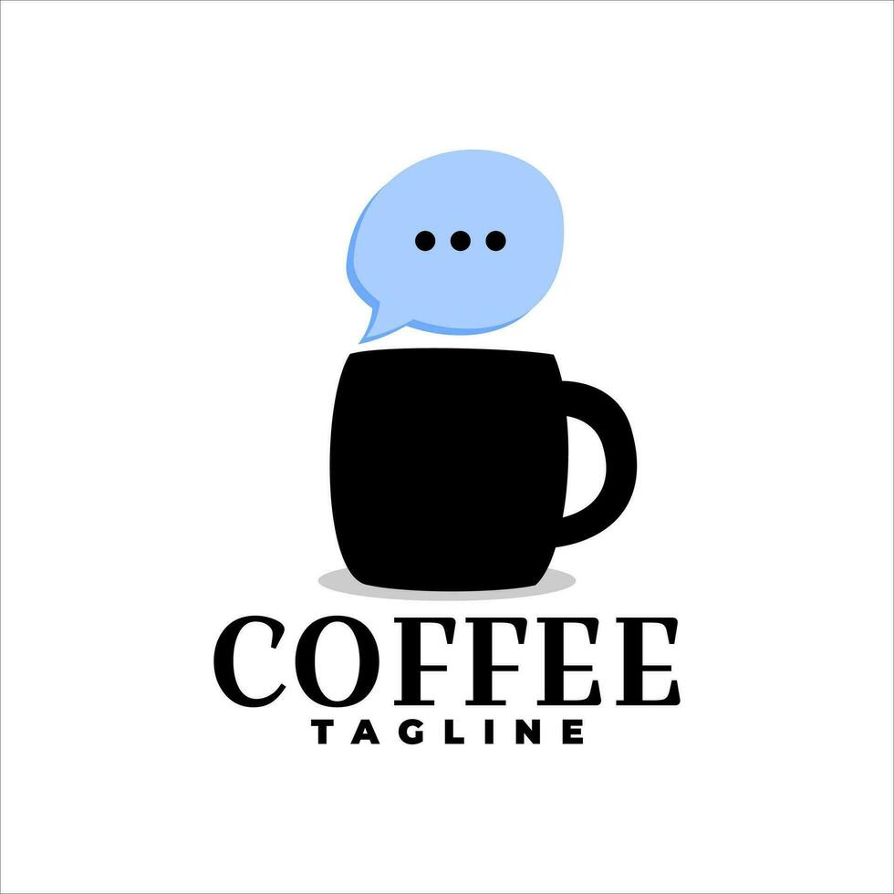 illustration of a coffee cup with a bubble chat. coffee shop logo vector template. chatting logo vector.