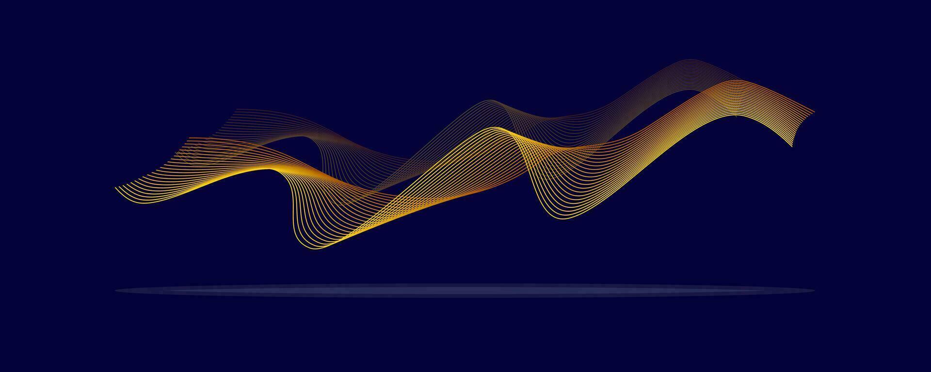 Abstract line vector design. Blue Background with yellow wave graphic. Modern color wave stripes.