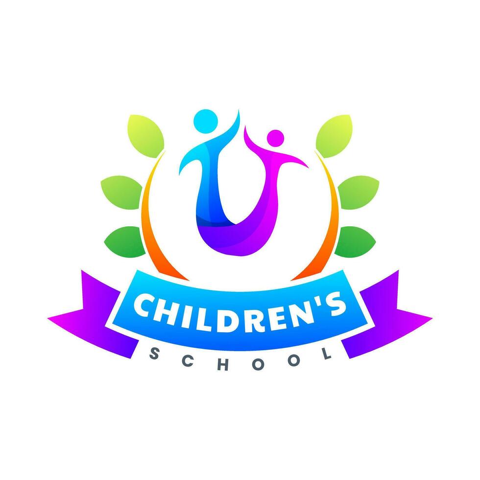 vistoso niños colegio icono logo diseño vector