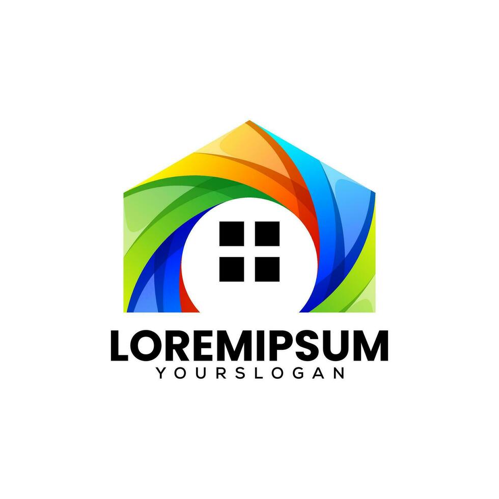 colorful home abstract icon logo design vector