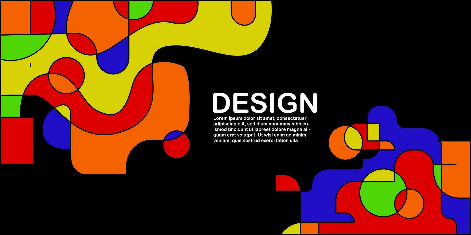 vector bandera póster plantilla.cool resumen geométrico y ola fluido línea cubrir diseño con negro fondo color.