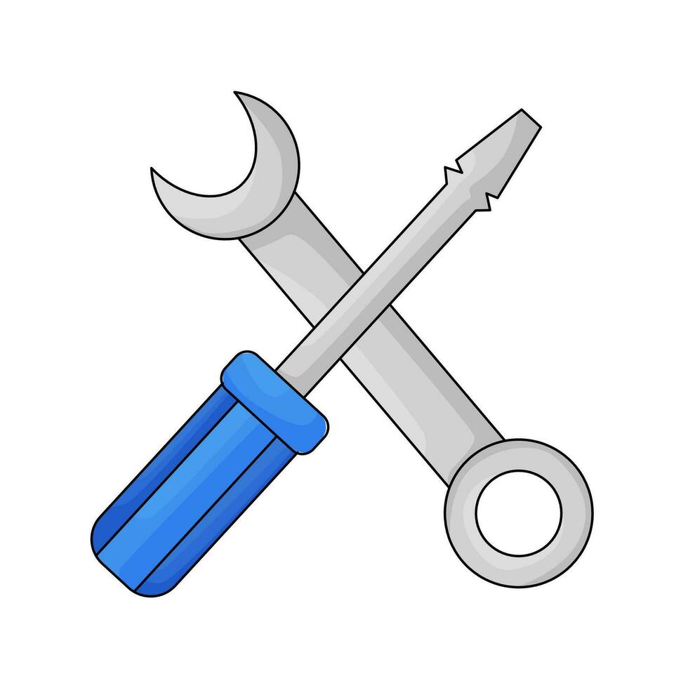 wrench and screwdriver vector