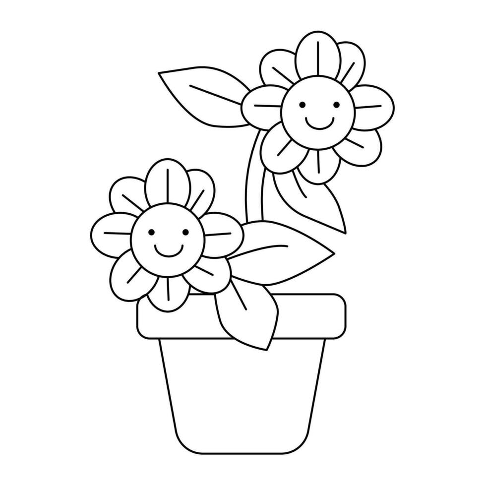 Daisy Flowers coloring page for kids with white background vector