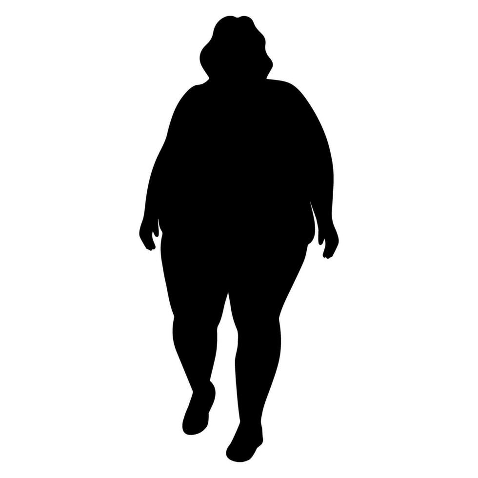 Obese Plus Size woman silhouette icon symbol. Vector illustration