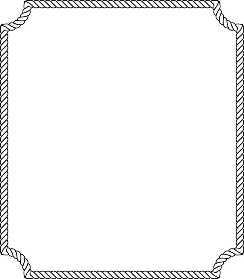black white rectangle vintage rope frame with copy space vector