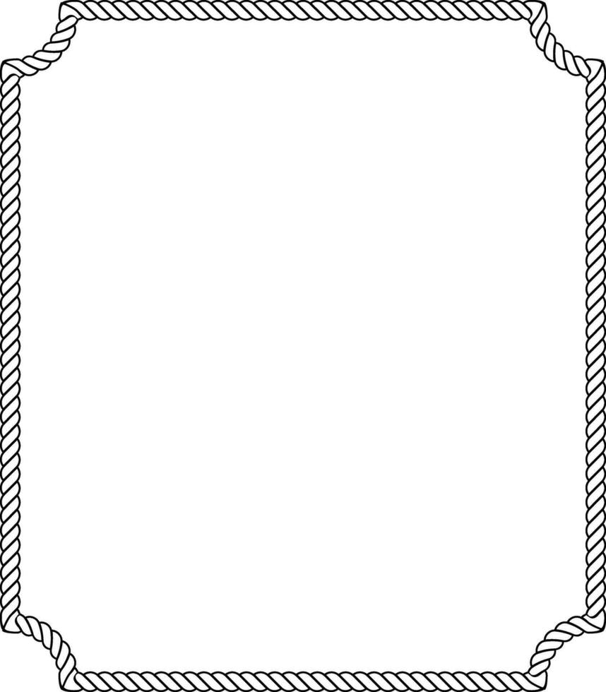 black white rectangle vintage rope frame with copy space vector