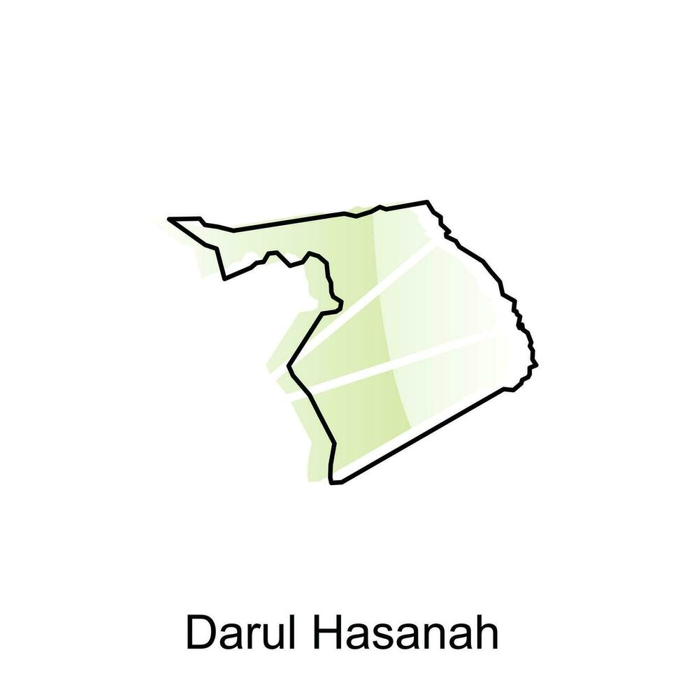 map City of Darul Hasanah vector design template, national borders and important cities illustration