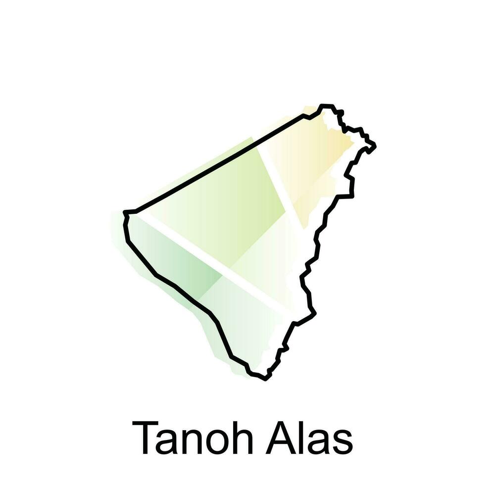 map City of Tanoh Alas vector design template, national borders and important cities illustration