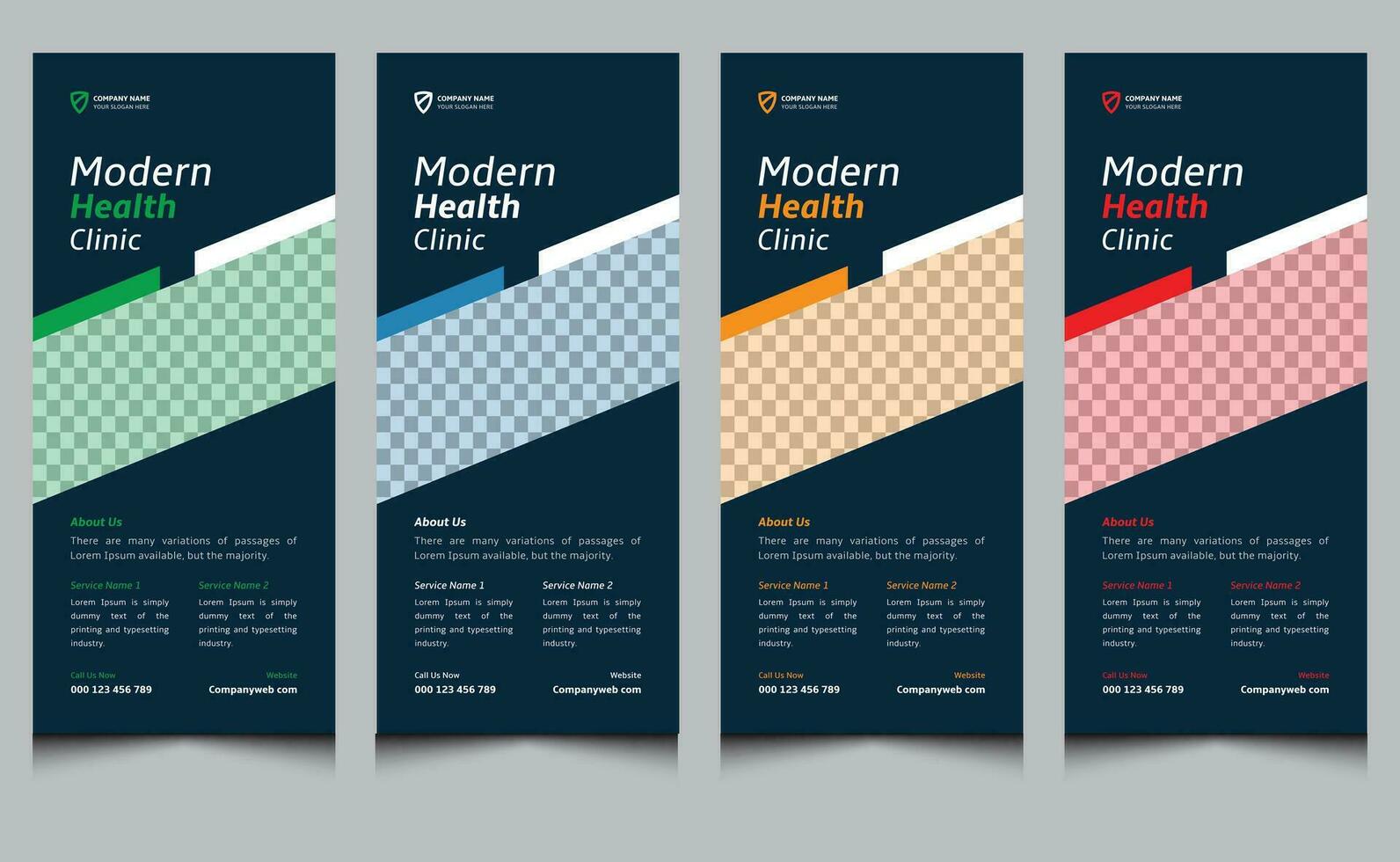 Simple clean creative elegant unique modern corporate professional healthcare medical services rack card dl flyer design template. vector