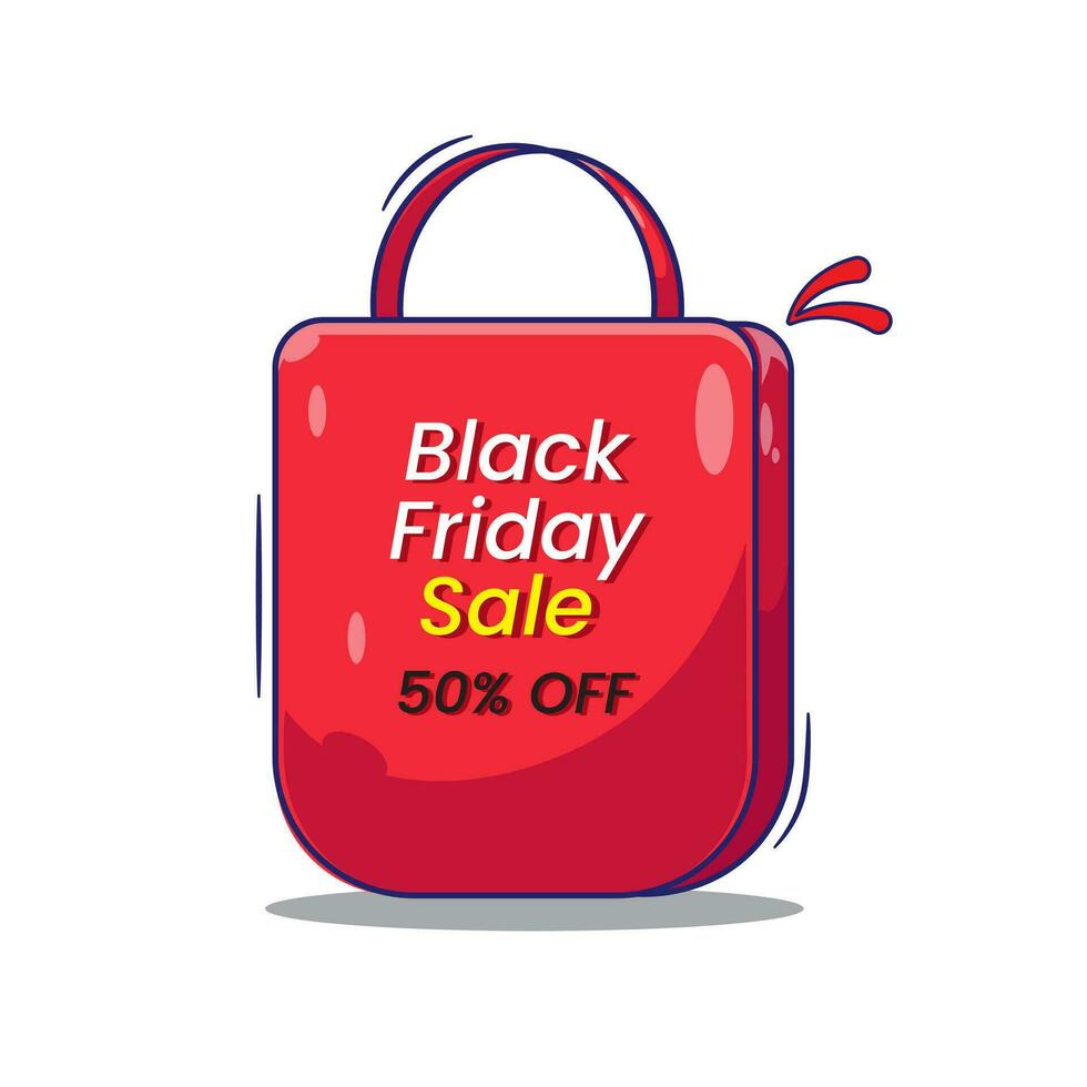 Black friday paper bag discount sale vector element collection mascot concept