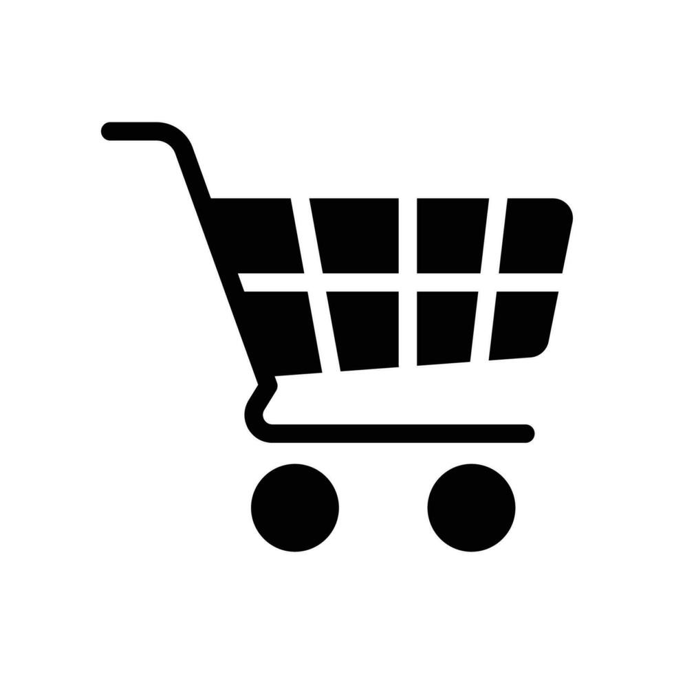 Shopping cart solid icon. Trolley. shopping basket logo for purchase product in online shop symbol. simple sale grocery bag. retail container Vector illustration design on white background. EPS 10
