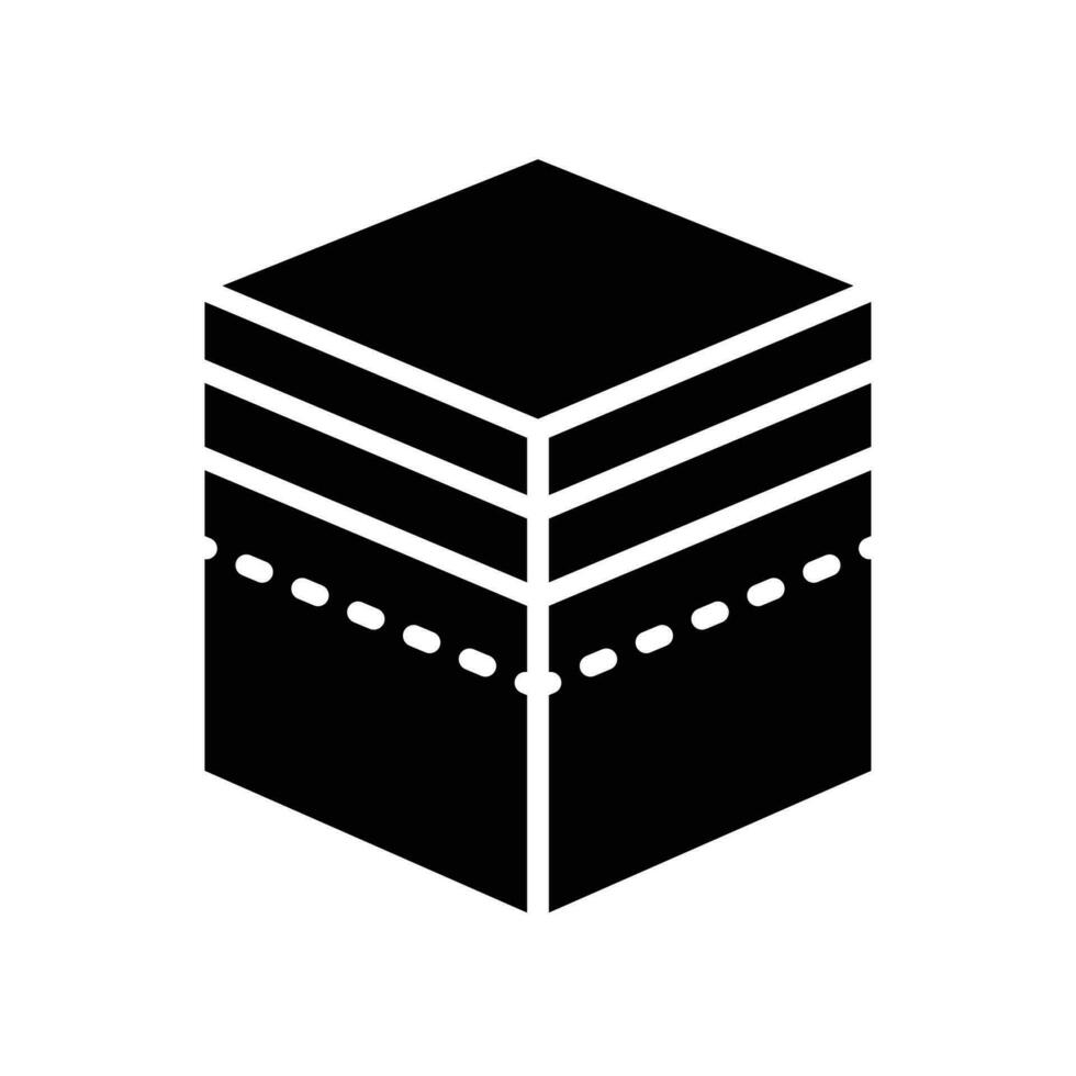 Muslim qibla icon. Kaabah or  kaaba, mecca, makkah. symbol of Eid Al-fitr mubarak, hajj, Muslim or islamic the holy place. Filled style. Vector illustration. design on white background. EPS 10