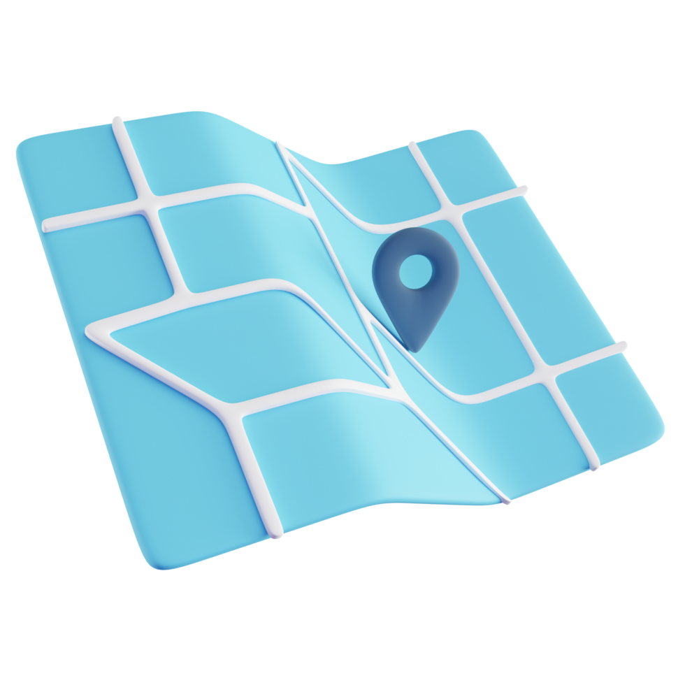 3D Illustration of Blue Map png