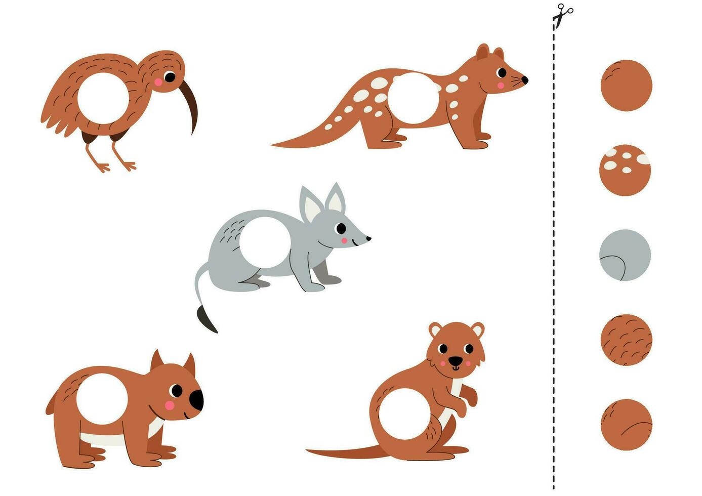 Cut and glue parts of cute Australian animals. vector