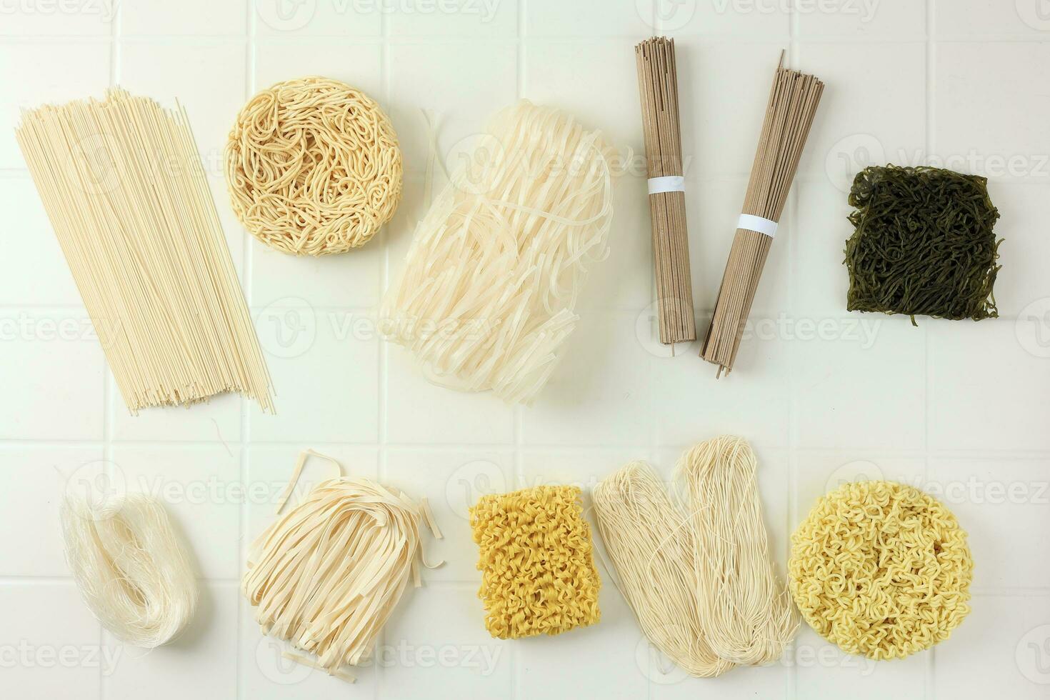 Top View Various Dried Asian Noodle photo