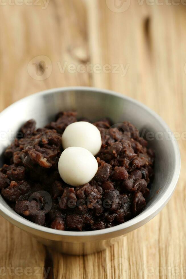 Patjuk, Korean Red Bean Porridge with Mochi Rice Cake Topping photo