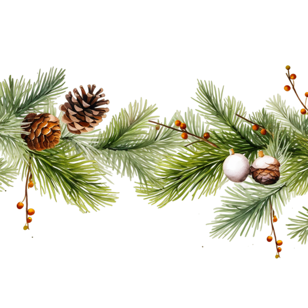 Christmas composition with fir tree branches and holiday Ai Generative png