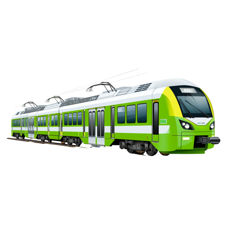 City electric green train long train composition from Ai Generative png