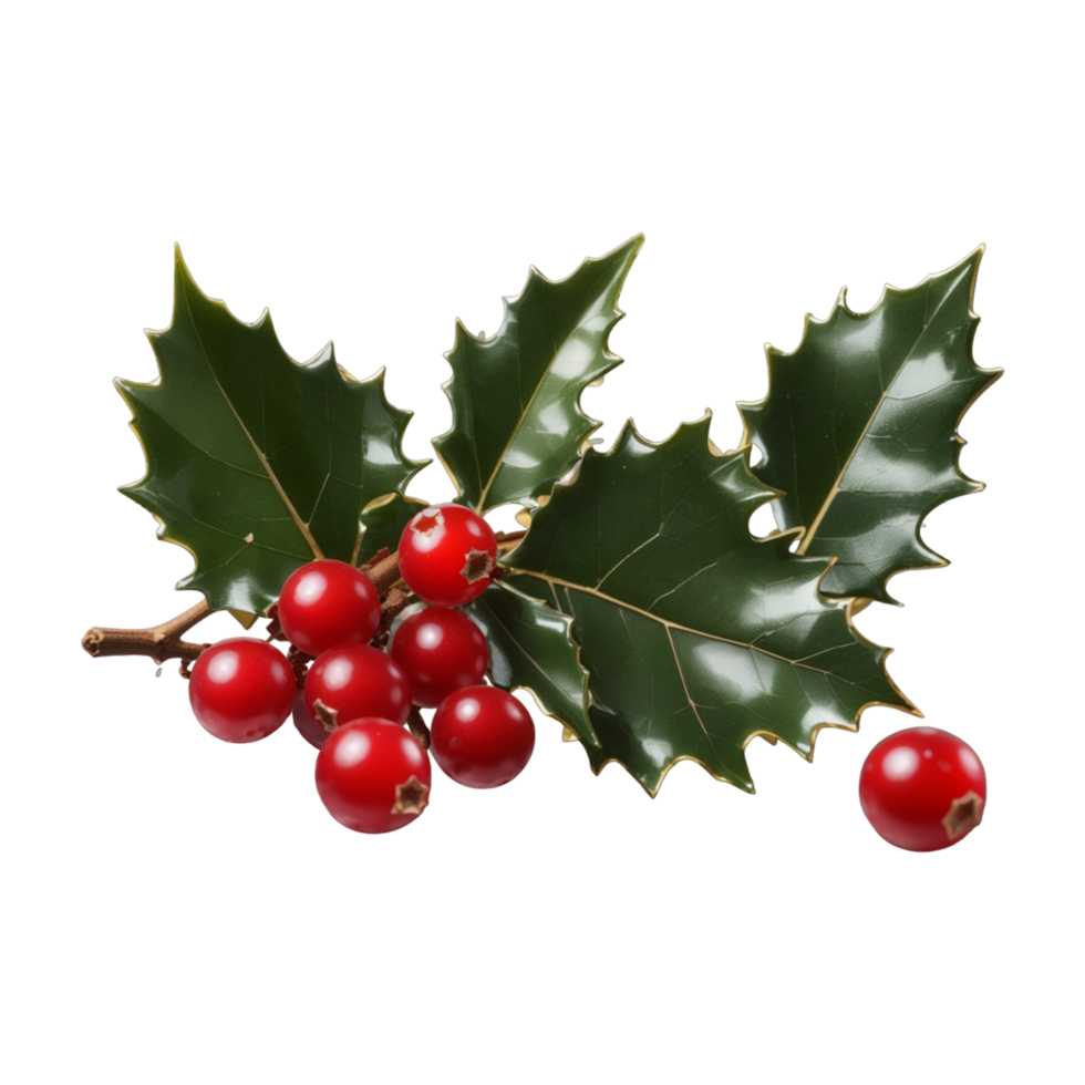 Holly leaves and berries Ai Generative png