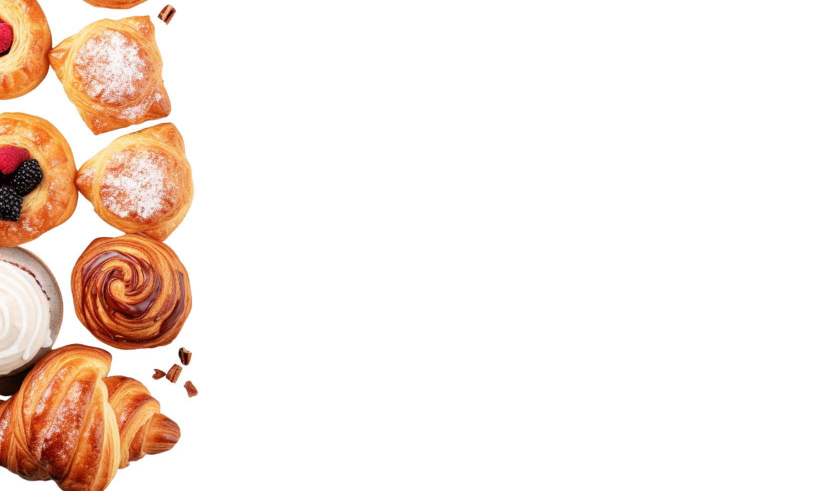 AI Generated Banner, various pastries and desserts lined up. png