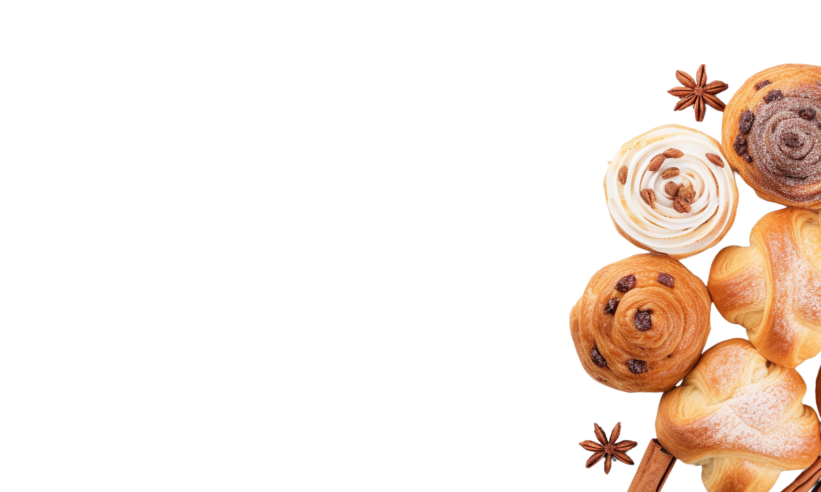 AI Generated Banner, various pastries and desserts lined up. png