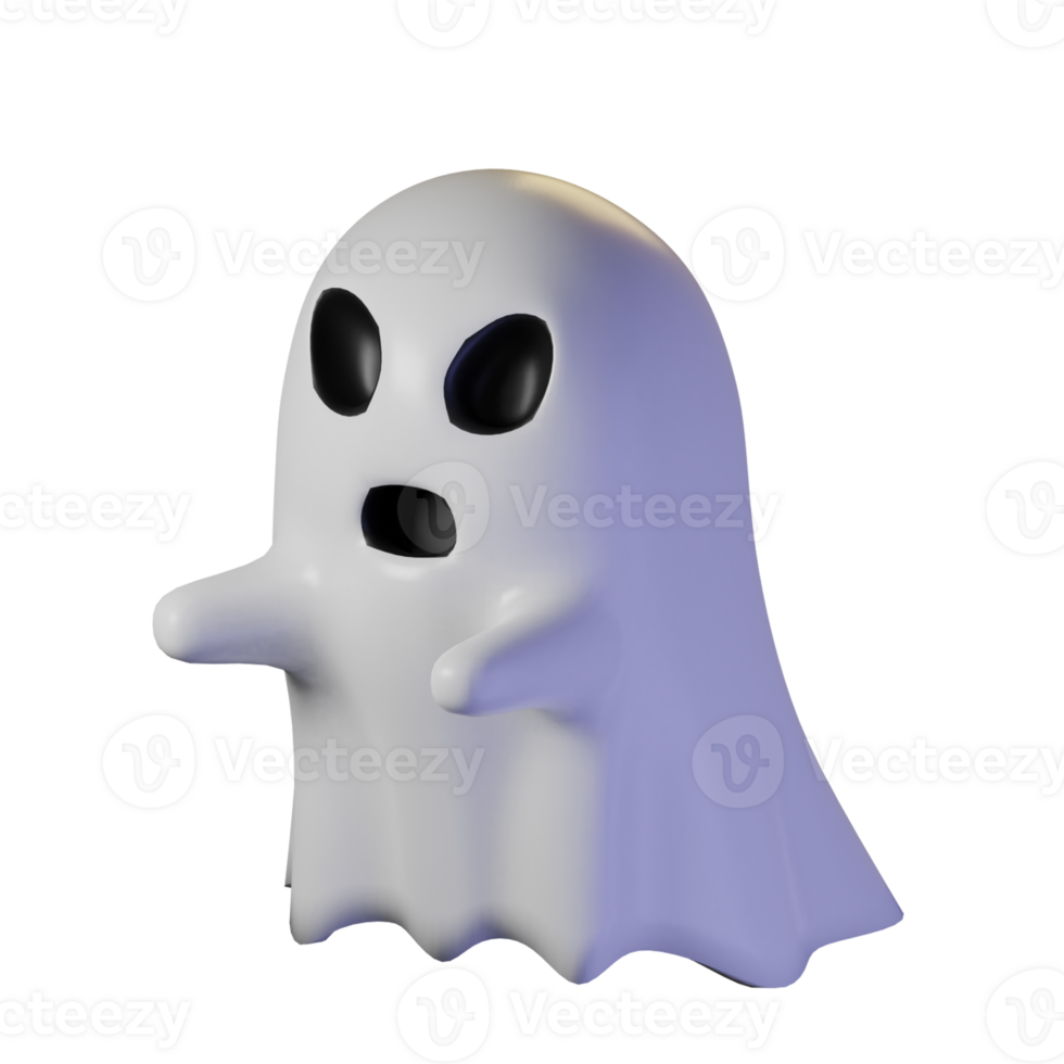 White floating ghost with black eyes png