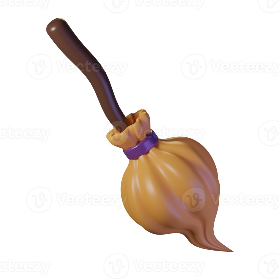 Witch's broomstick in brown and orange png
