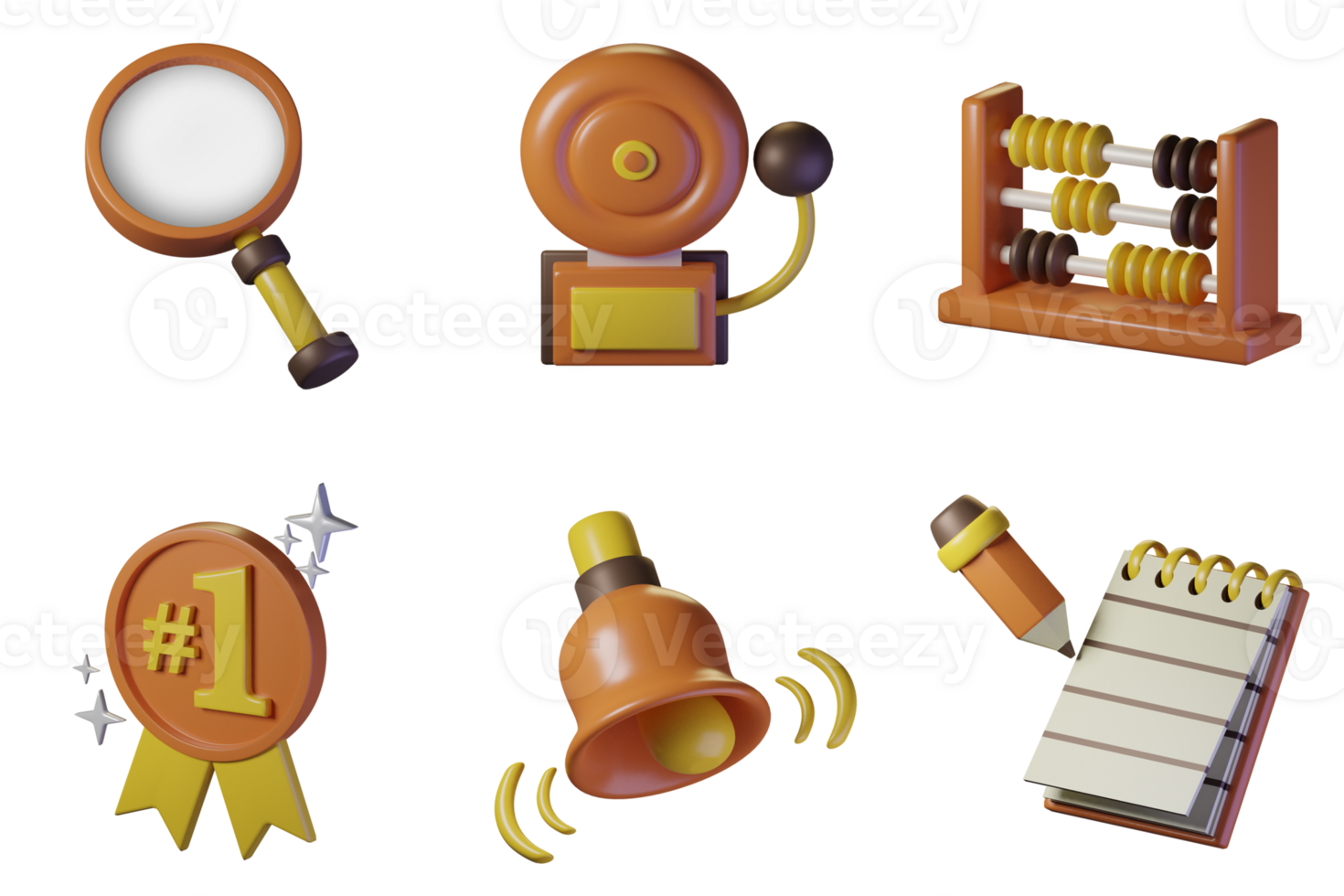Set of school items with an orange theme png