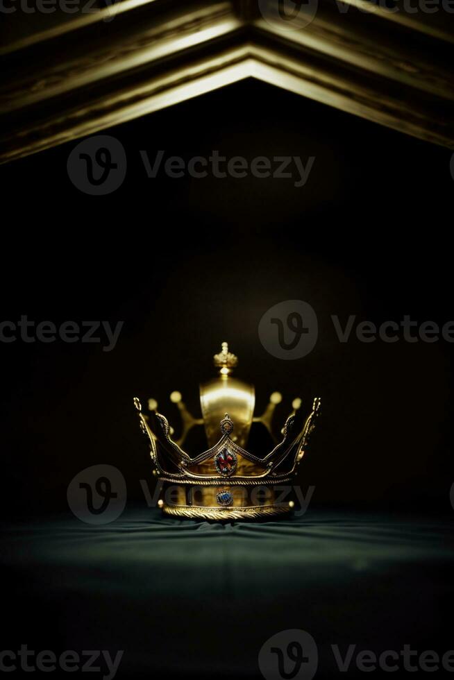 A Gold Crown Sitting On Top Of A Table. AI Generated photo