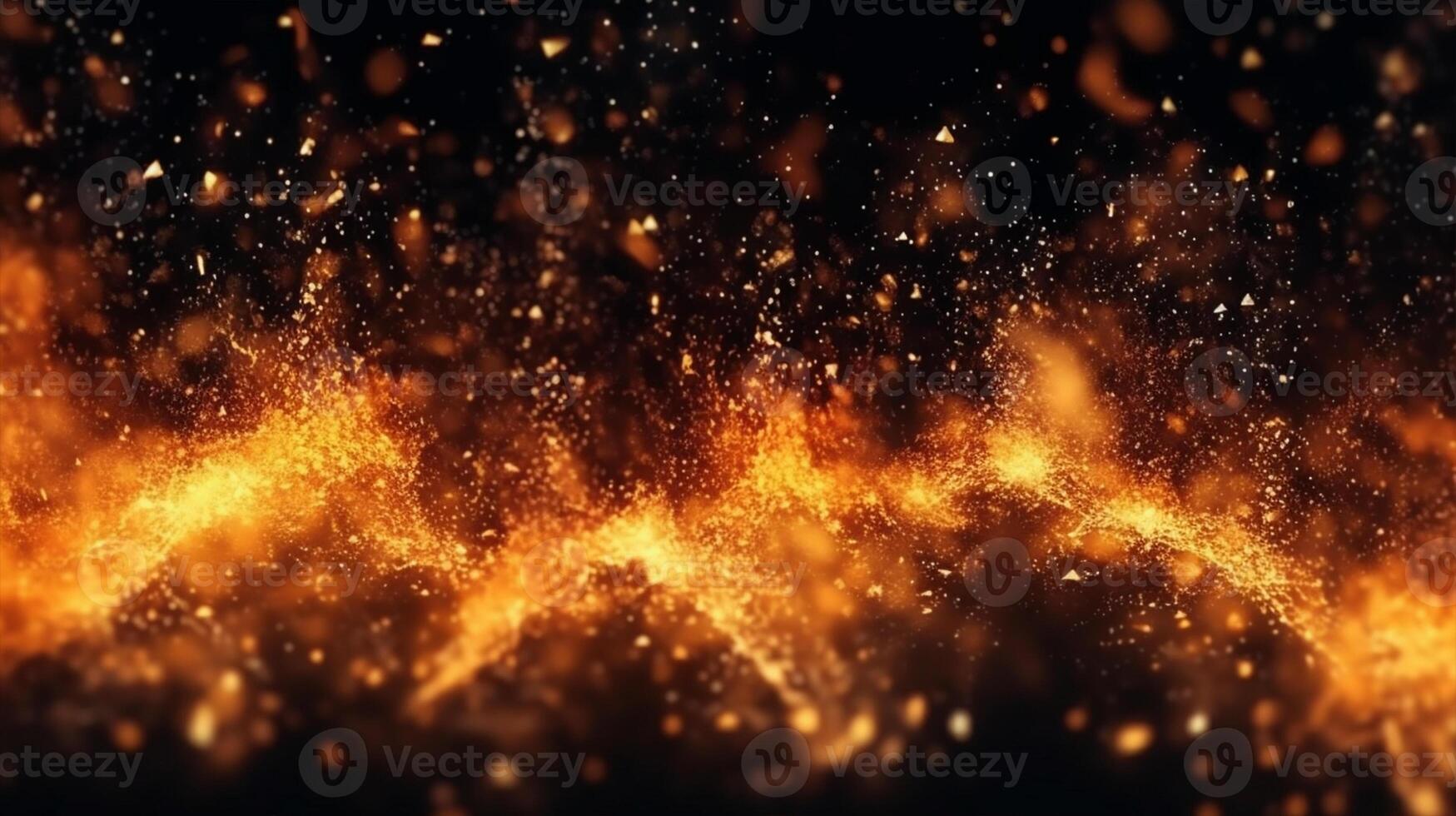 abstract fire background with sparks and golden bokeh. 3d rendering , photo