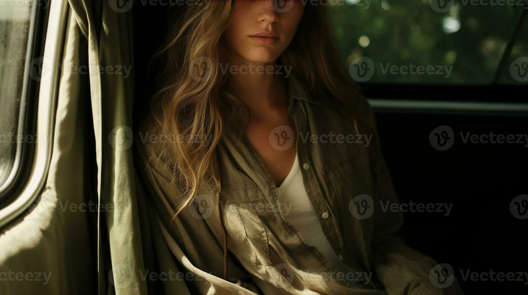 Generative AI, road trip aesthetic concept, muted neutral colors, happy travel, enjoy holidays and relaxation photo
