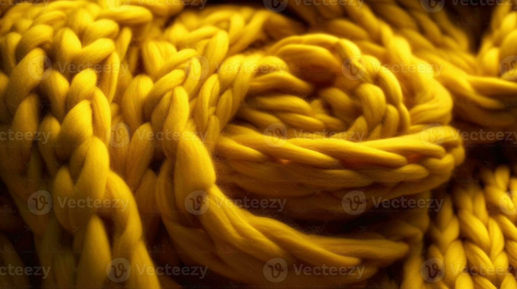 Generative AI, knitted yellow sweater texture closeup, yellow or light orange abstract background, mustard-colored backdrop photo