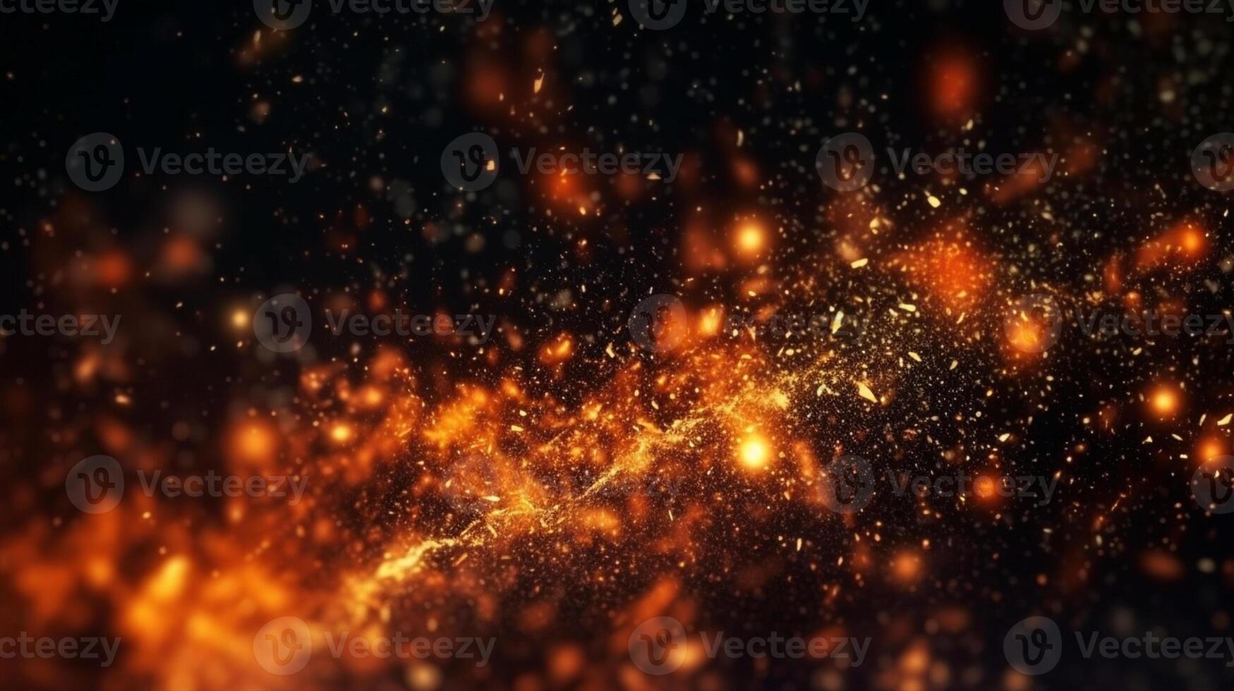 abstract fire background with sparks and golden bokeh. 3d rendering , photo