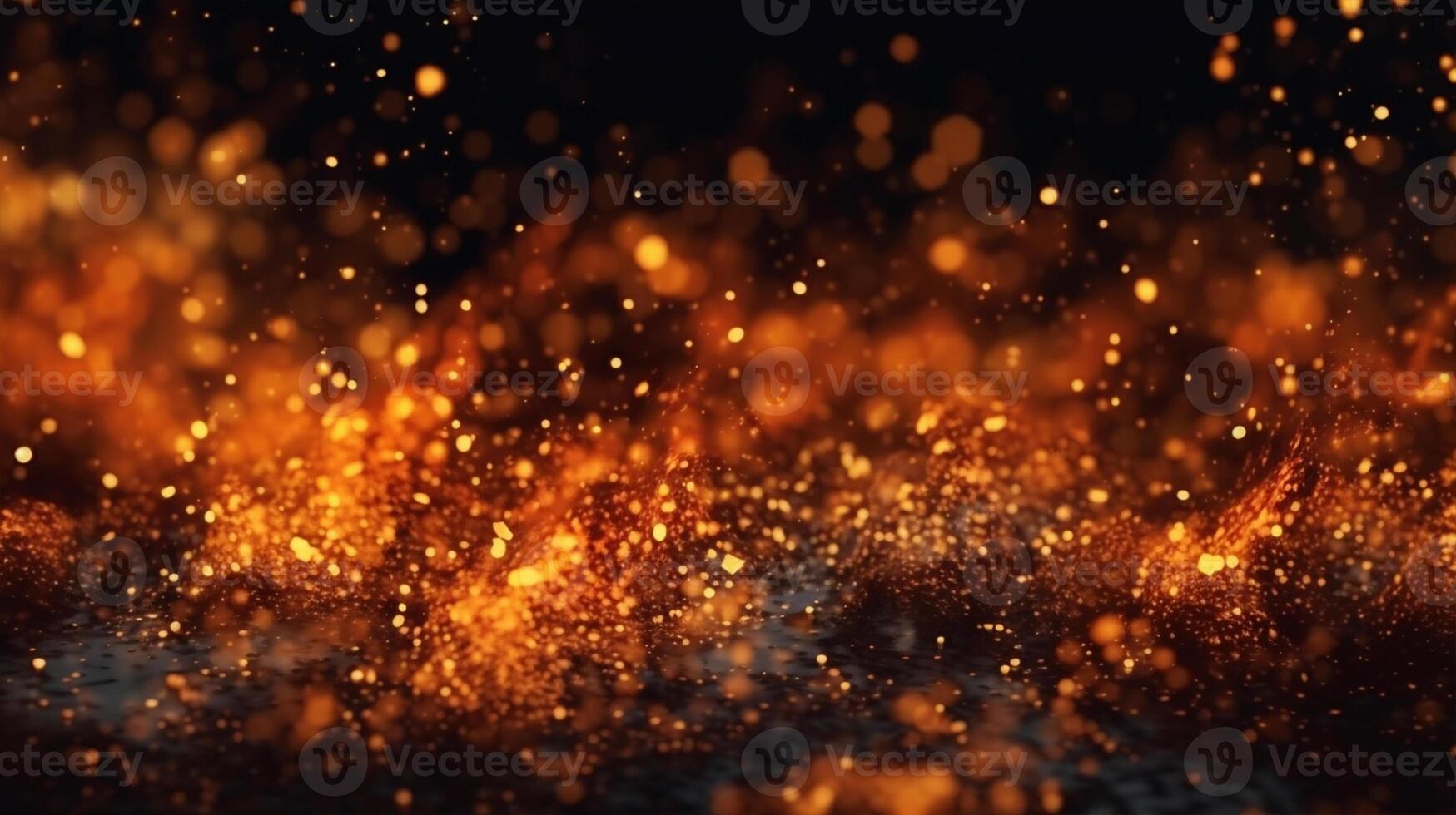 abstract fire background with sparks and golden bokeh. 3d rendering , photo