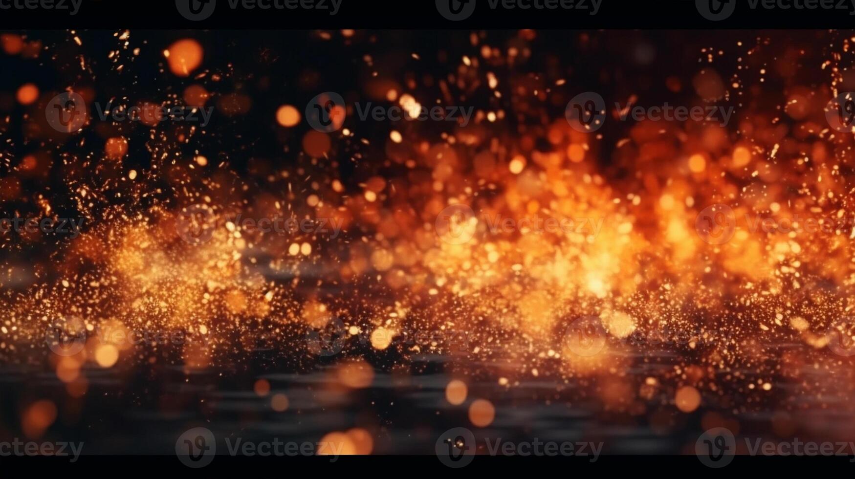 abstract fire background with sparks and golden bokeh. 3d rendering , photo