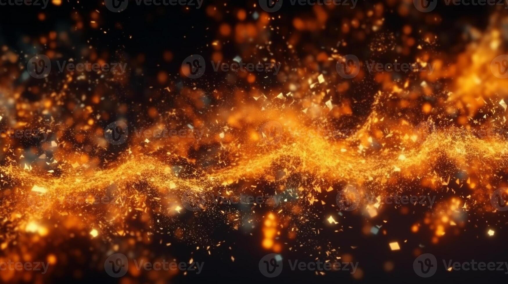 abstract fire background with sparks and golden bokeh. 3d rendering , photo