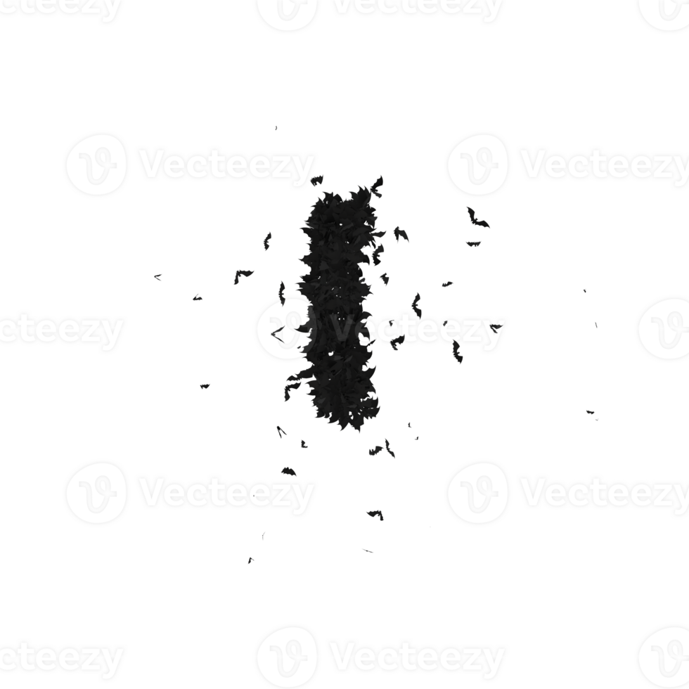 Static  Halloween Typeface Formed Of Flying Bats with alpha the character I png